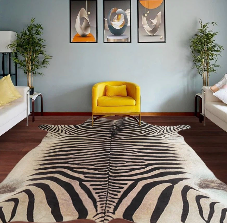 Brown Zebra Rug 5.2x6.2 ft Zebra Print Western Decor Rug - photo 4