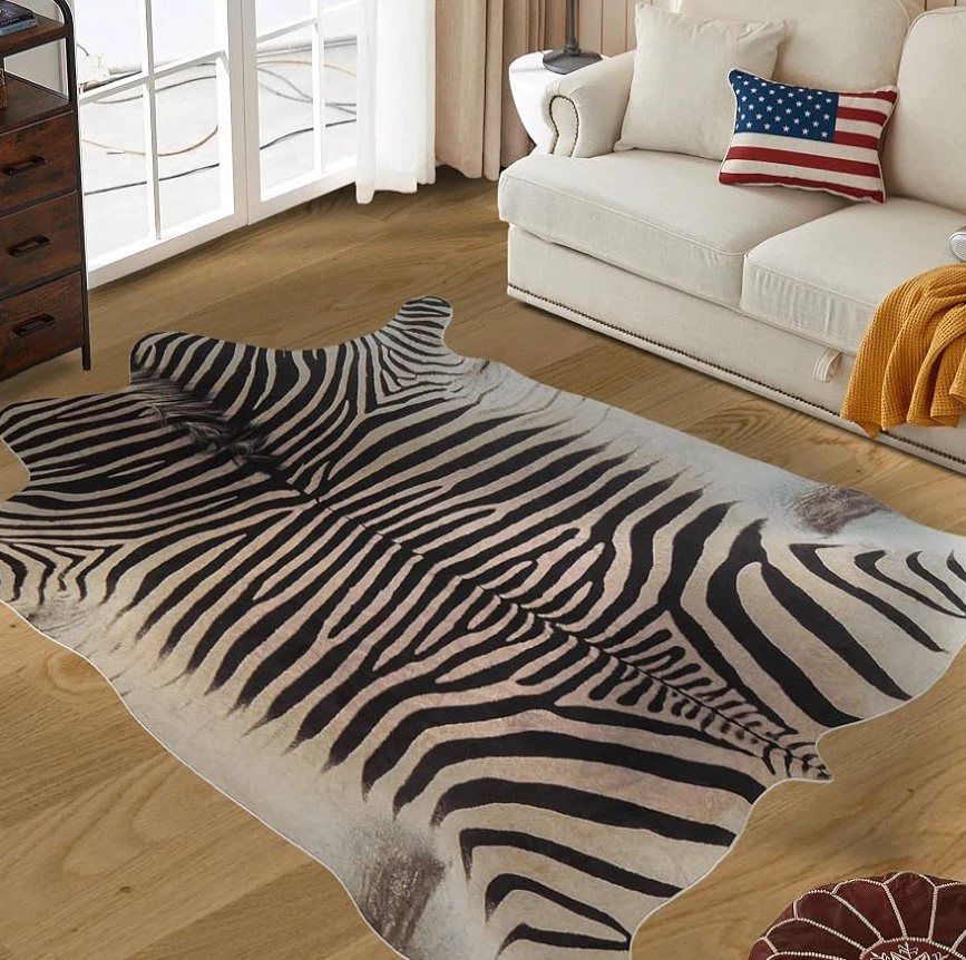 Brown Zebra Rug 5.2x6.2 ft Zebra Print Western Decor Rug - photo 5