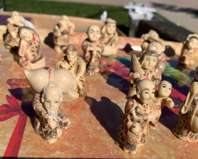 Set of 16 Japanese Netsuke Miniature Figurines