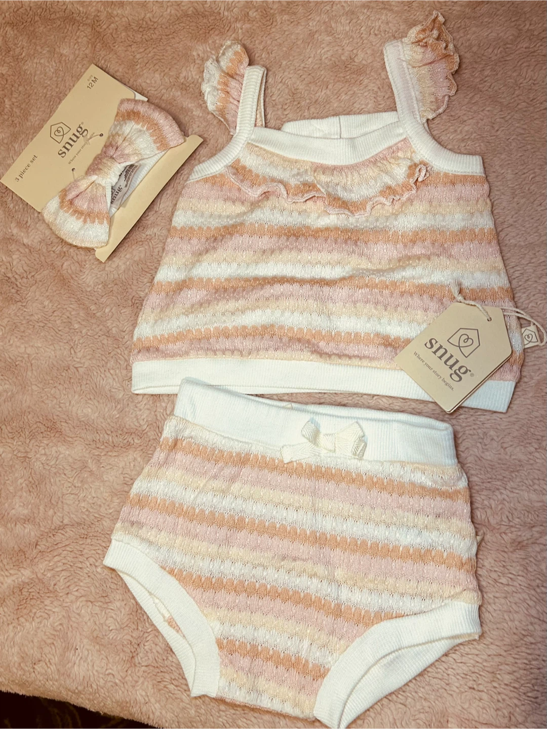 Snug 3-Piece Striped Baby Set Size 12M