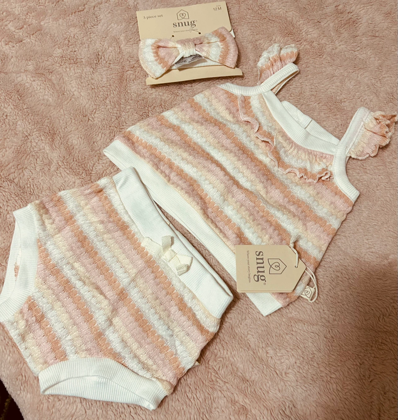 Snug 3-Piece Striped Baby Set Size 12M - photo 2
