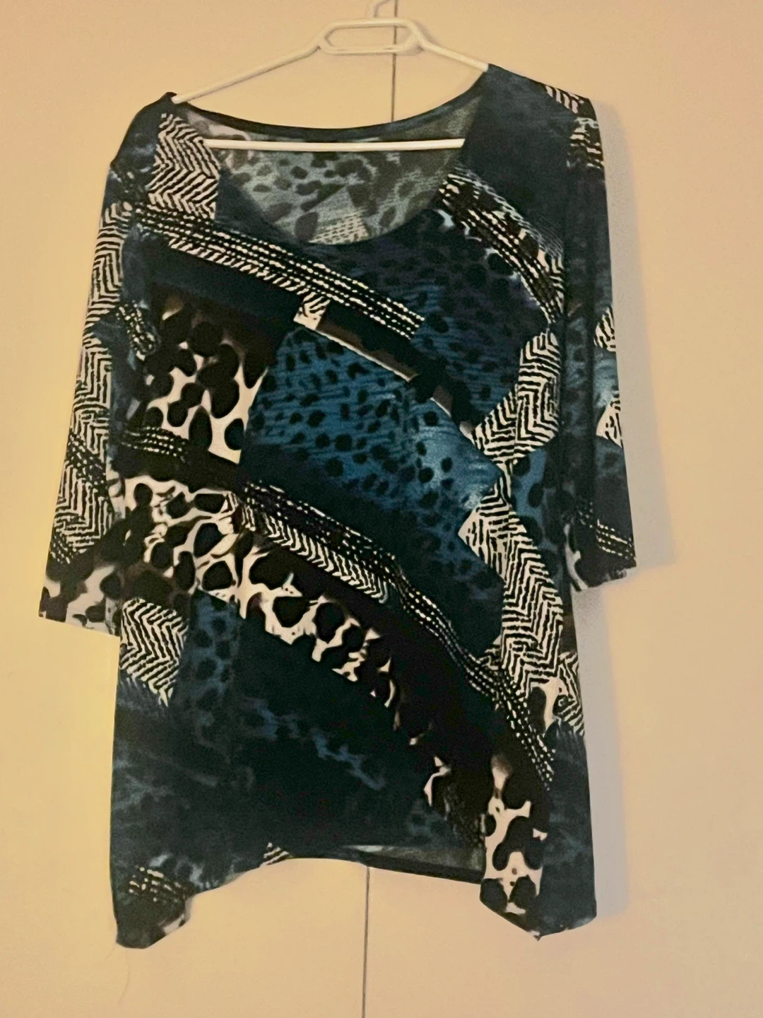 🔥3 for $6🔥Women’s +  Animal Print Patchwork Top (minor flaws)