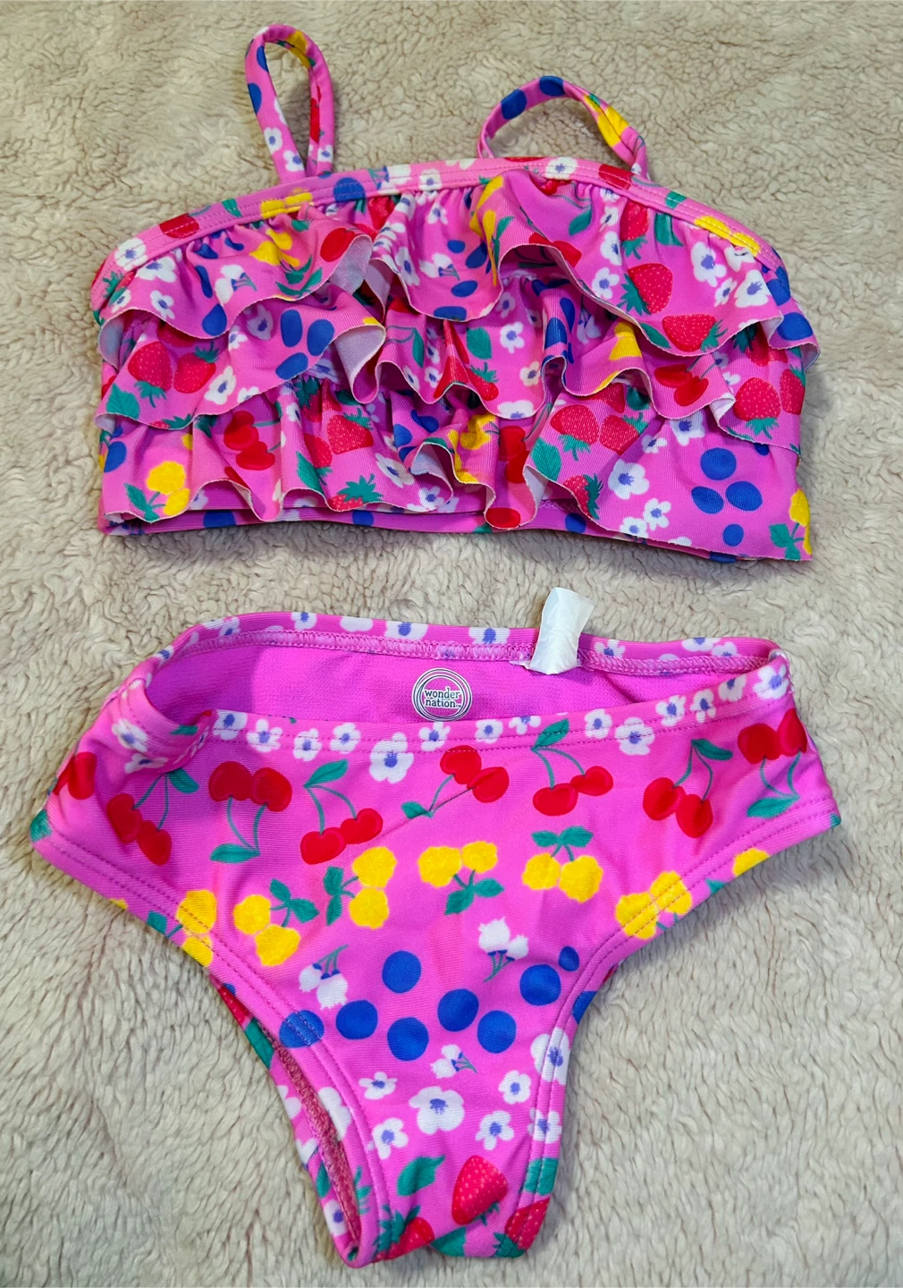 Wonder Nation Girls Pink Fruit Print Bikini Swimsuit - photo 2