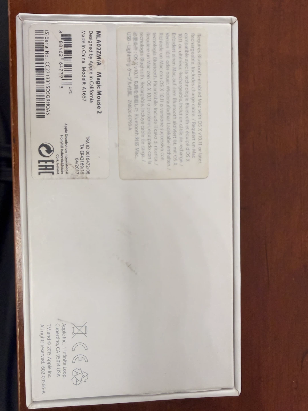 Apple Magic Mouse 2 Model A1657 USB-C