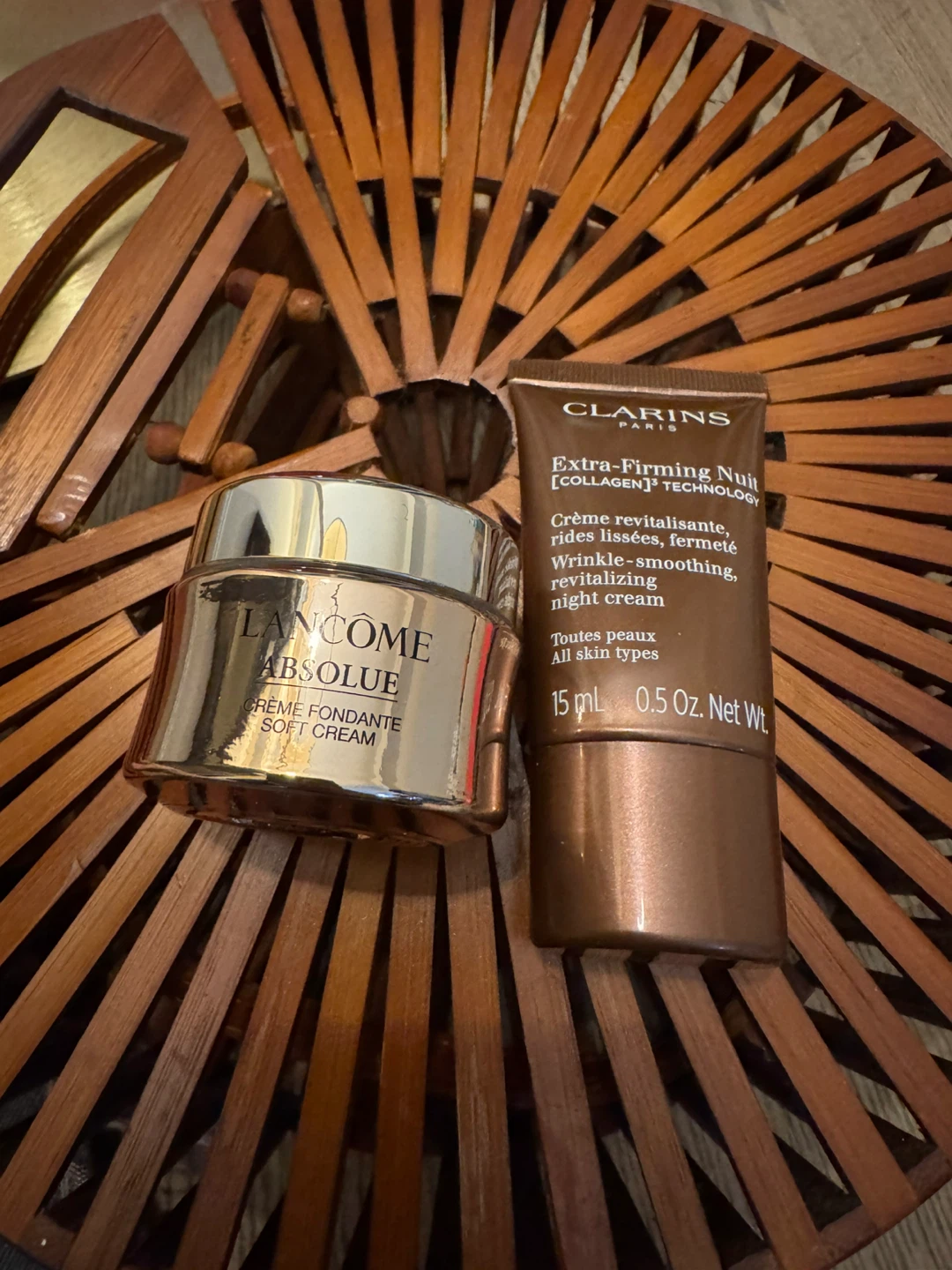 Lancôme Absolue Cream and Clarins Extra-Firming Night Cream