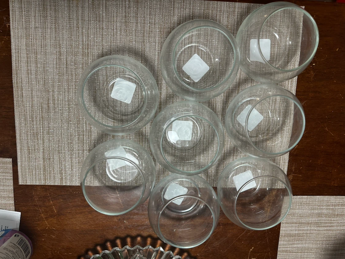 Set of 7 clear glass bubble bowls - photo 3
