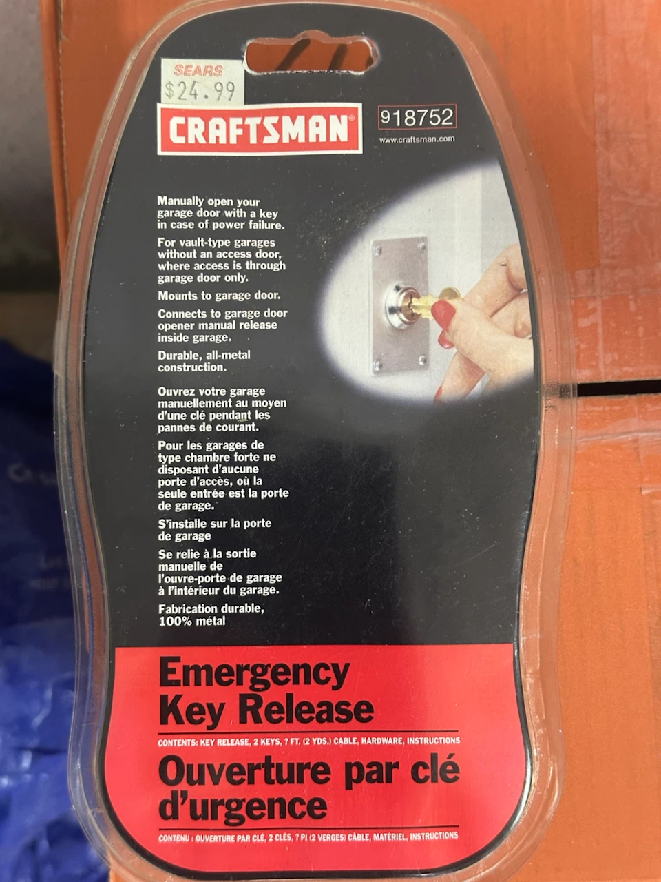 Craftsman Emergency Garage Door Key Release