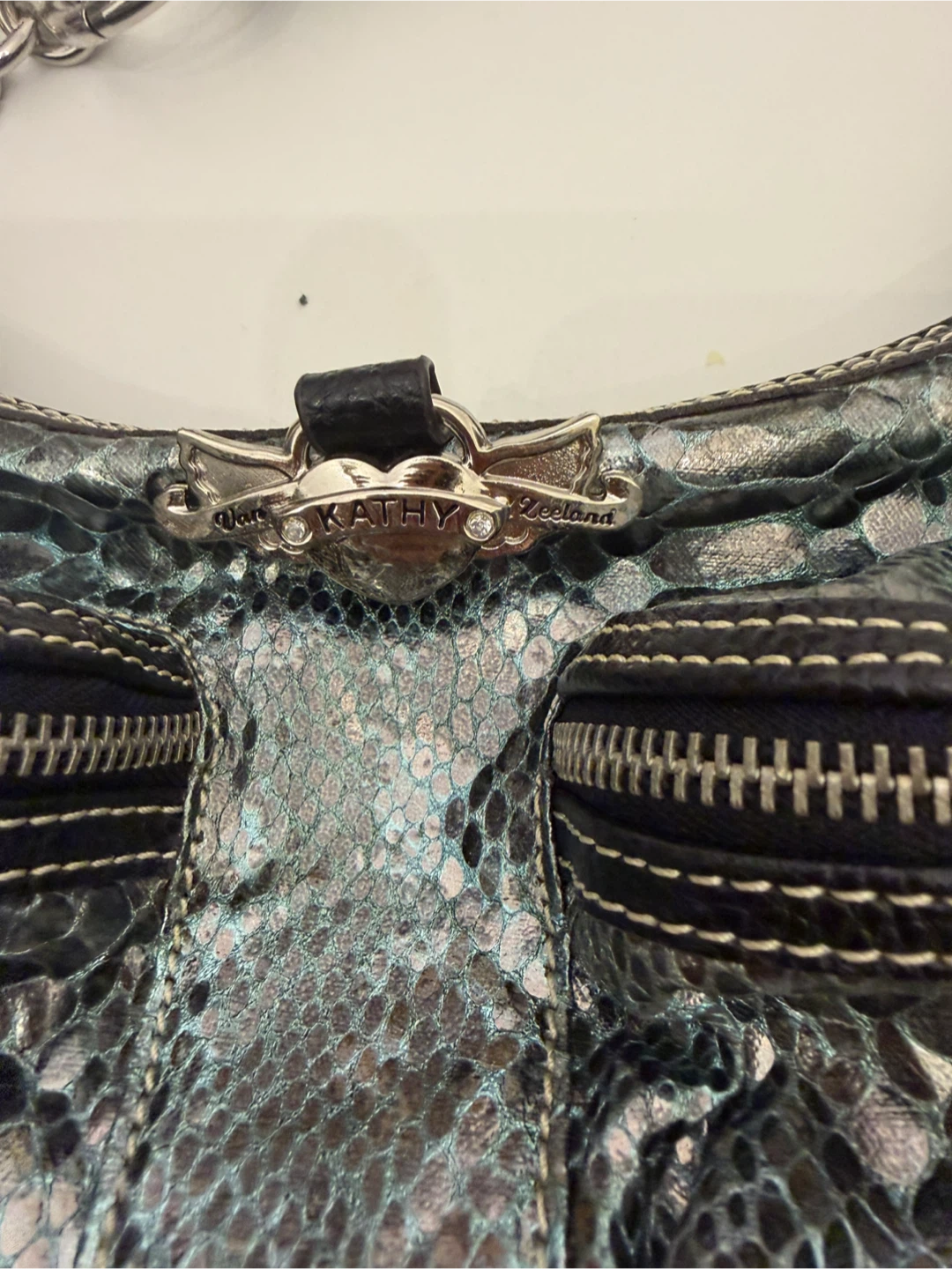 Kathy Van Zeeland Metallic Snake Print Handbag - photo 4