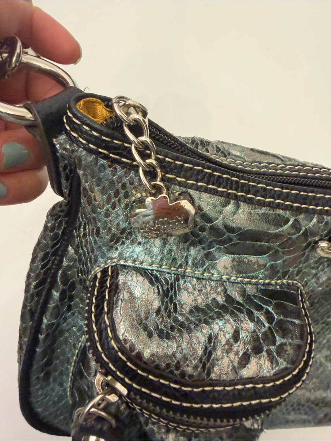 Kathy Van Zeeland Metallic Snake Print Handbag - photo 5