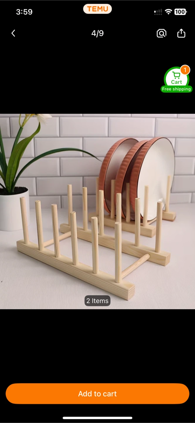 Wooden Plate Drying Rack 6 Grids