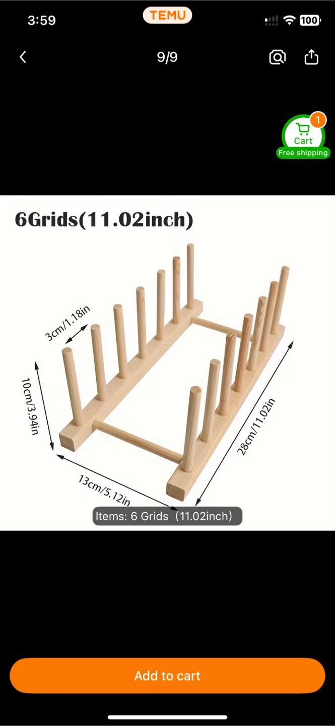 Wooden Plate Drying Rack 6 Grids - photo 2