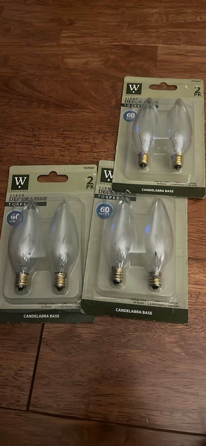 6 Westpointe Clear Decorative Torpedo Light Bulbs