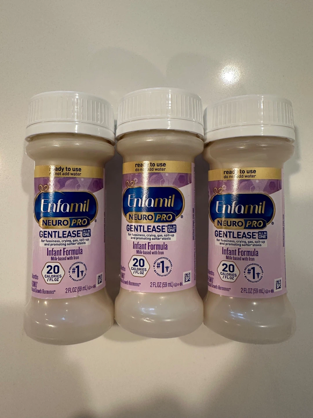 3 Enfamil NeuroPro Gentlease Infant Formula Bottles