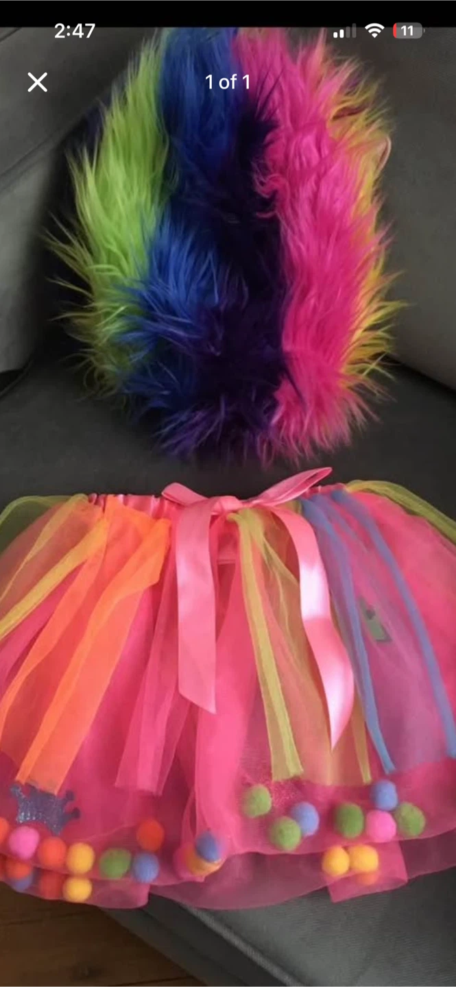 Trolls Rainbow Tutu and Hair Piece Set