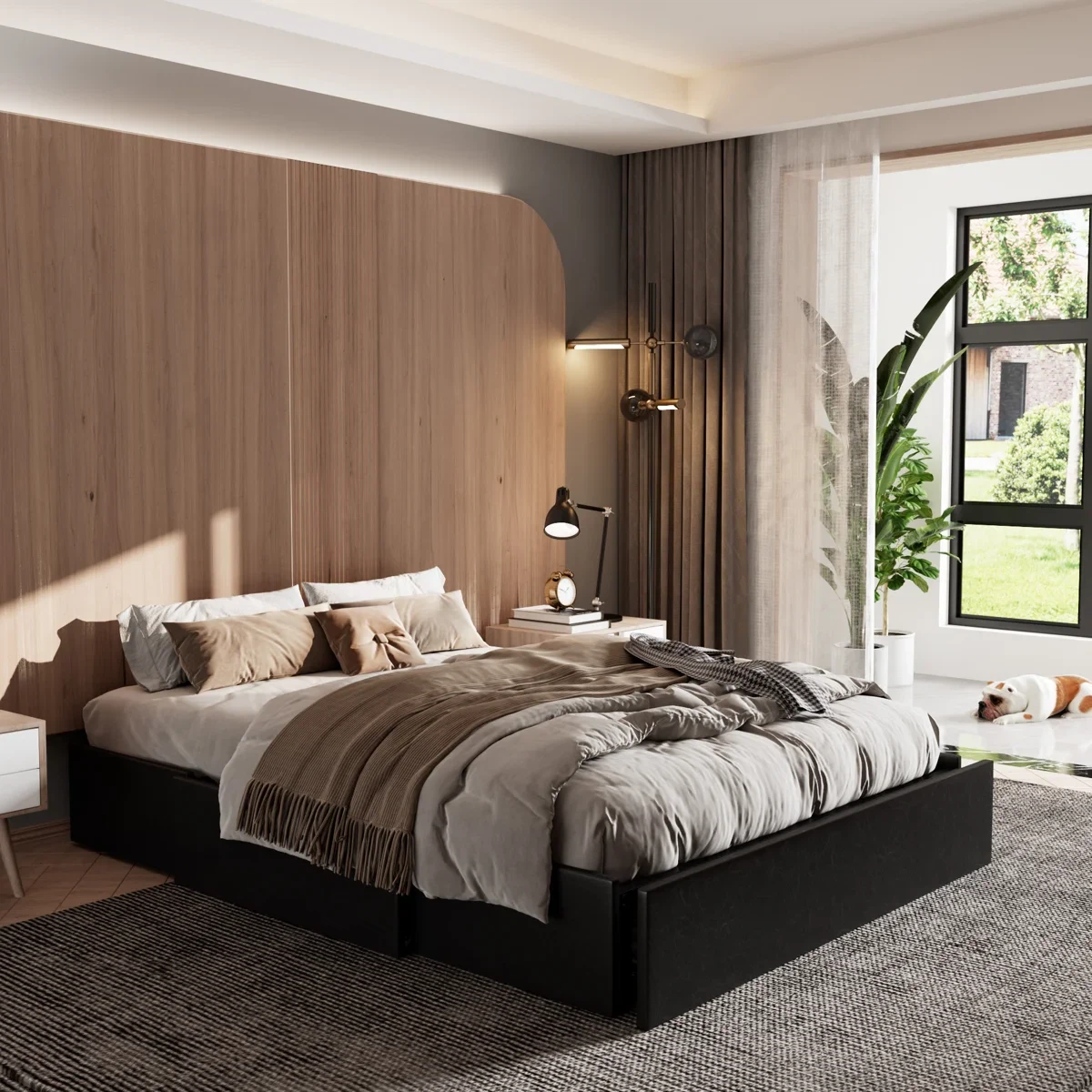 Queen Size Platform Bed Frame with Storage Drawers - photo 3