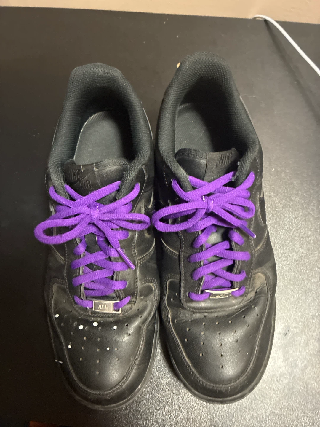 Nike Air Force 1 Black with Purple Laces