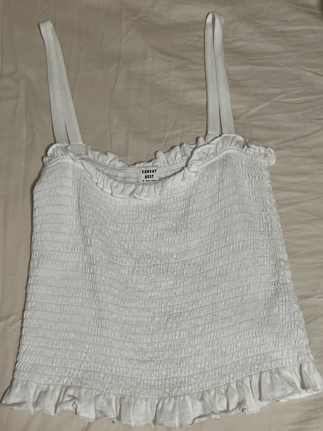 Sunday Best White Smocked Tank Top