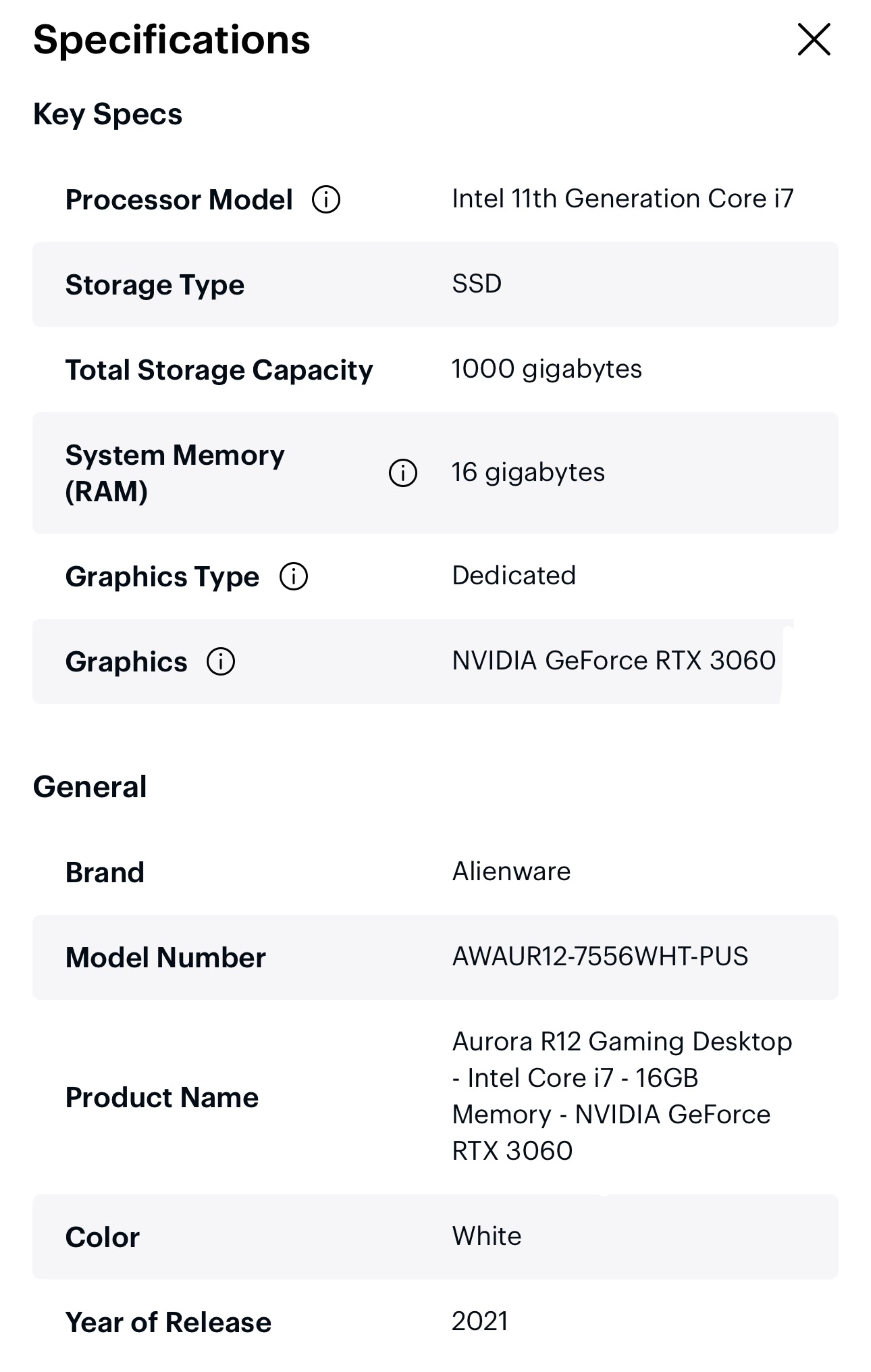 Alienware Aurora R12 Gaming PC (RTX 3070/ i7) - photo 2