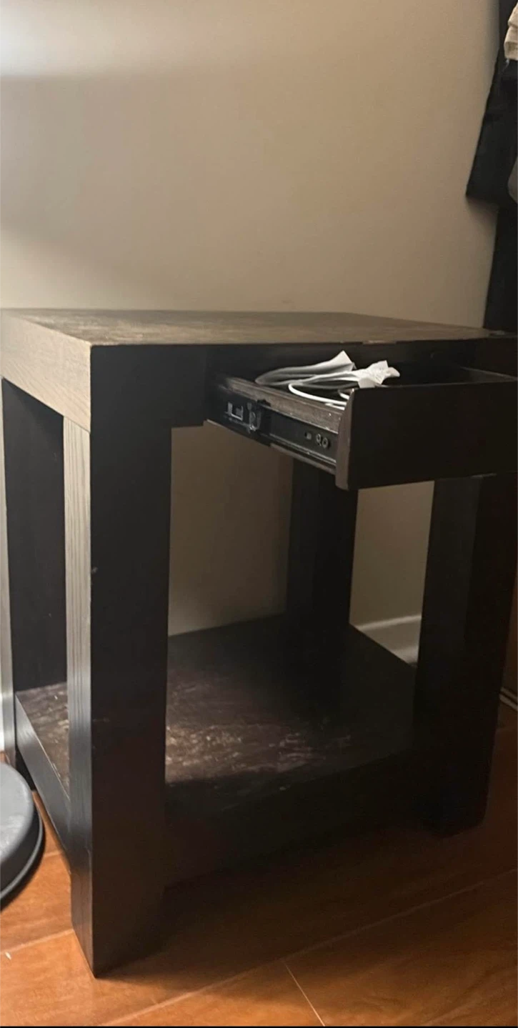 Dark Wood End Table with Drawer - photo 3