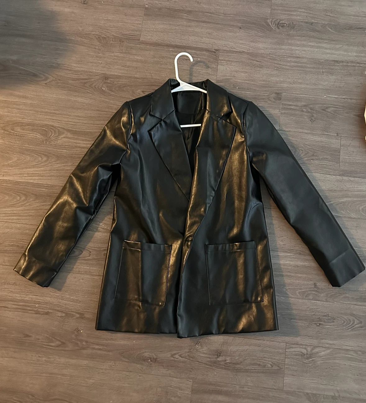 Black Faux Leather Blazer
