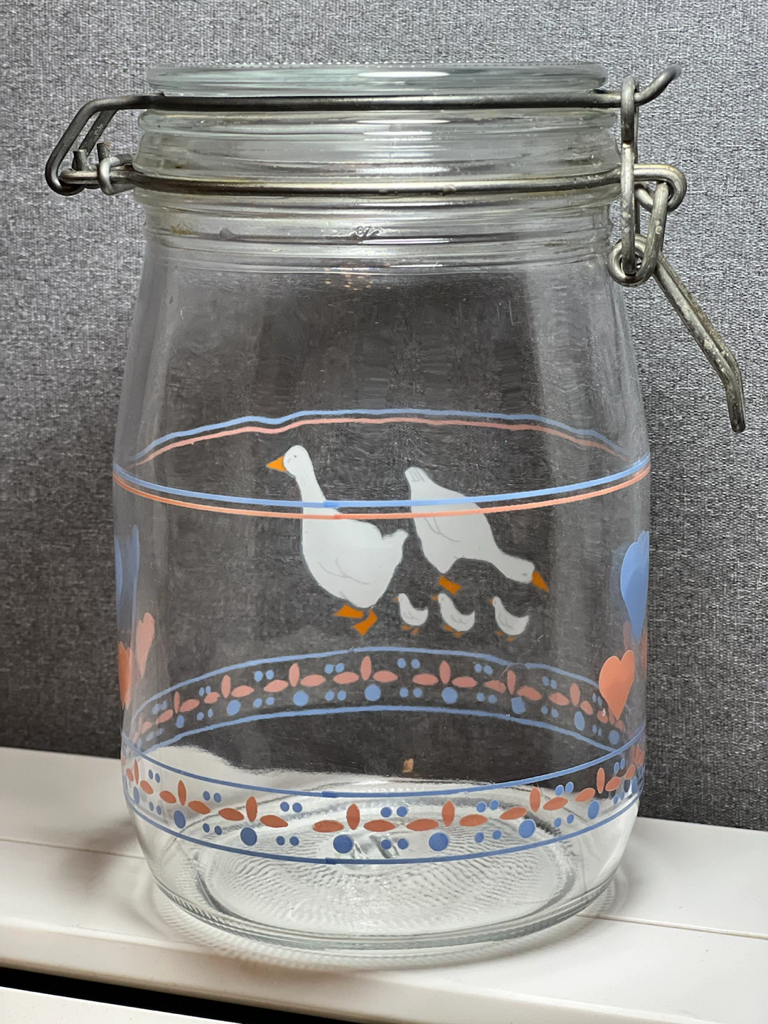 Arc France Country Goose Glass Canister Jar Metal Clamp Lid (1L) - photo 3