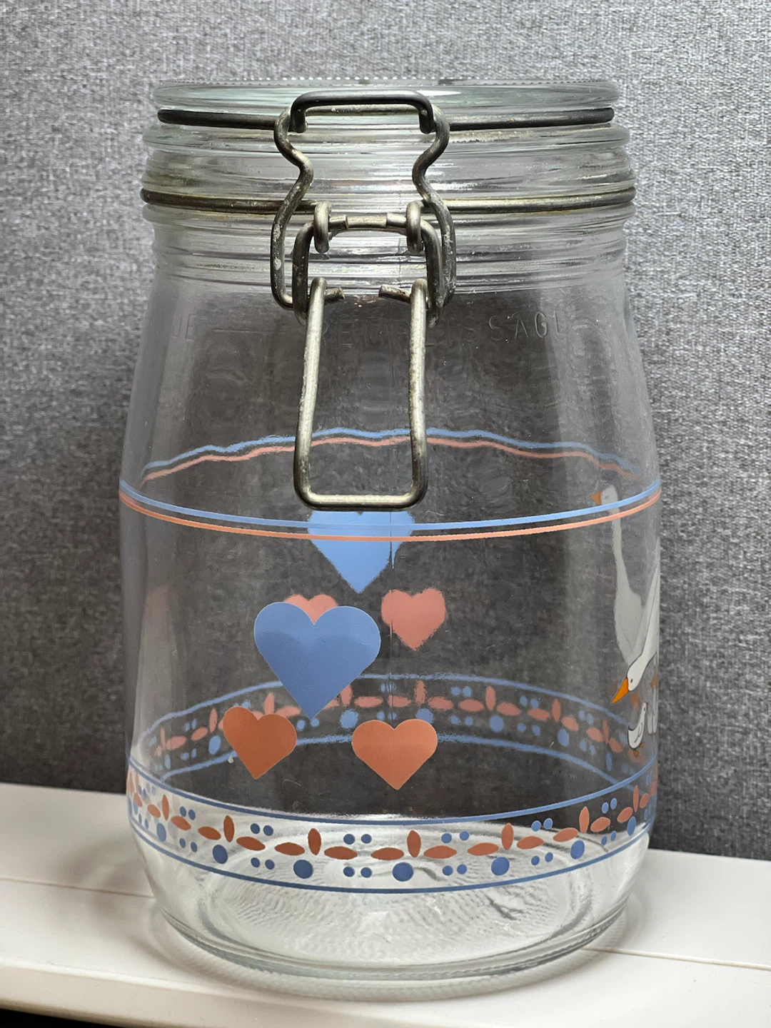 Arc France Country Goose Glass Canister Jar Metal Clamp Lid (1L) - photo 4