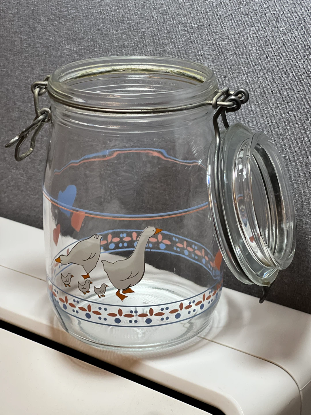 Arc France Country Goose Glass Canister Jar Metal Clamp Lid (1L) - photo 5