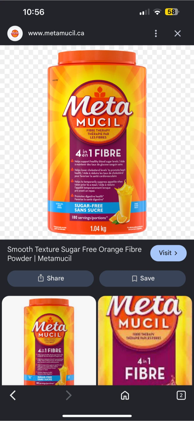 Metamucil 4-in-1 Fibre Powder Sugar-Free Orange 1.04kg