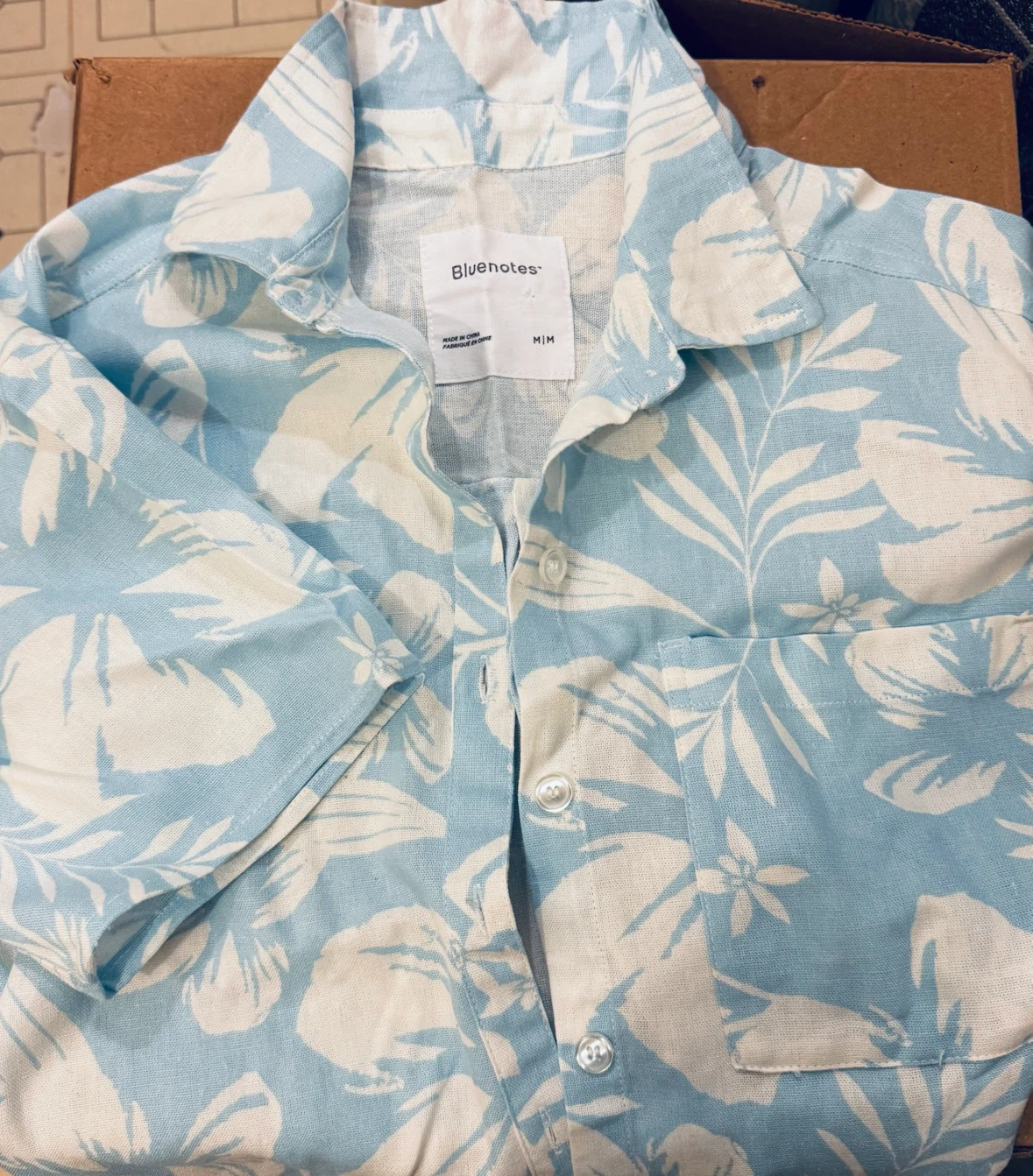 Bluenotes Blue and White Floral Shirt