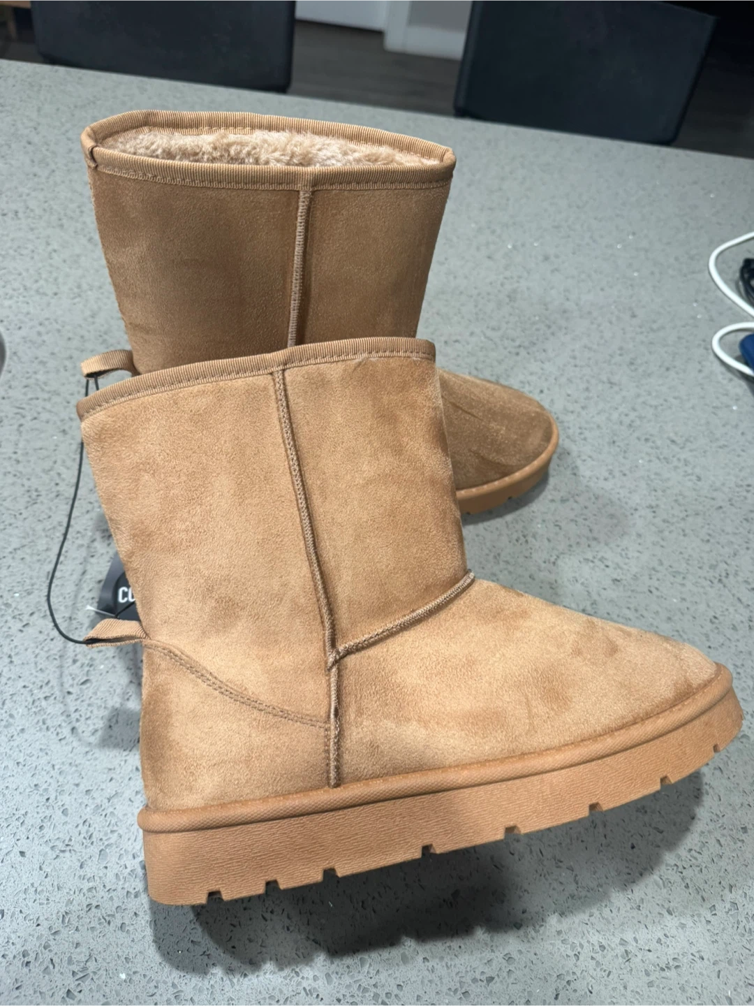 Tan Faux Suede Winter Boots Size 10 - photo 2