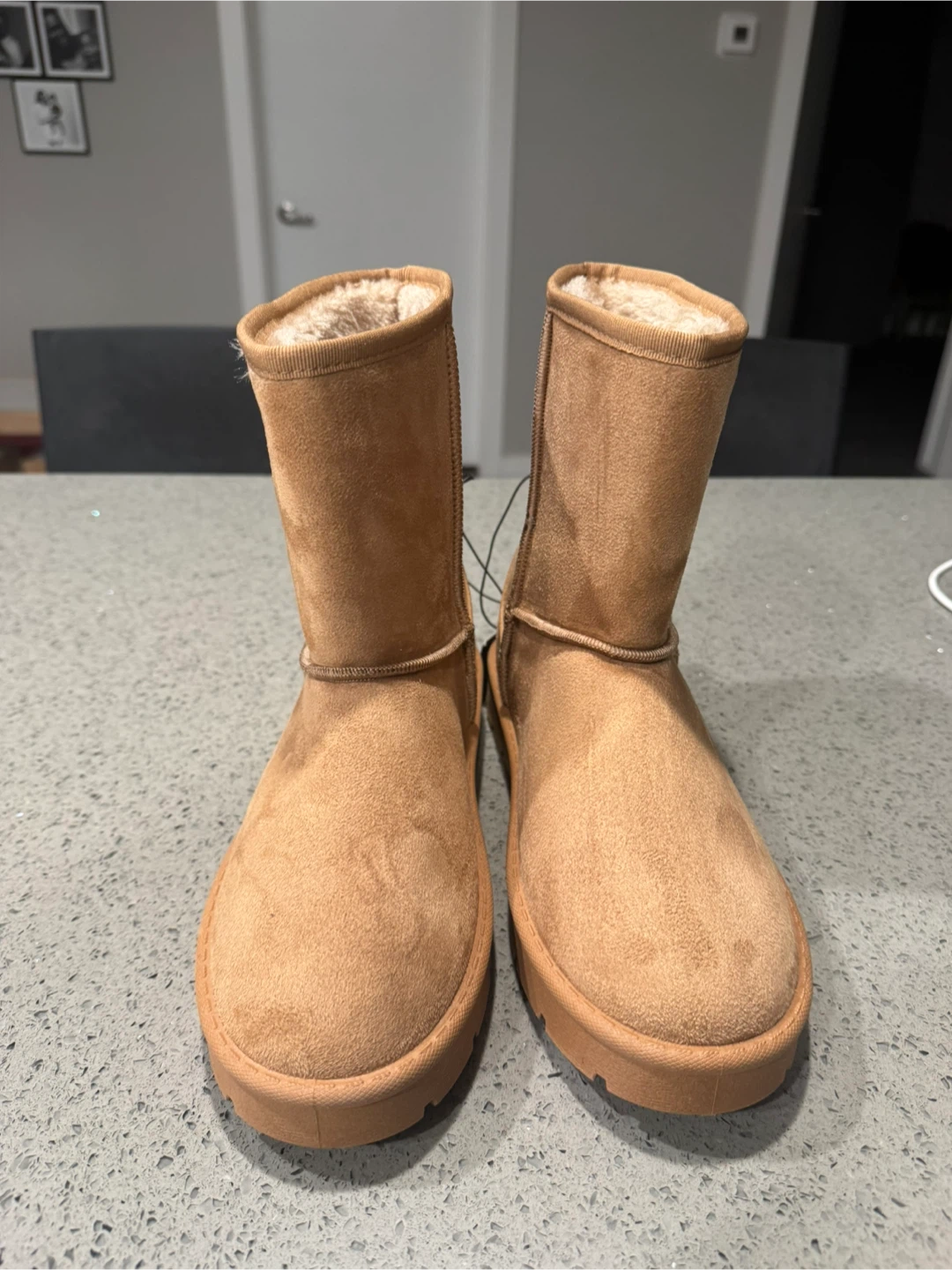 Tan Faux Suede Winter Boots Size 10 - photo 3