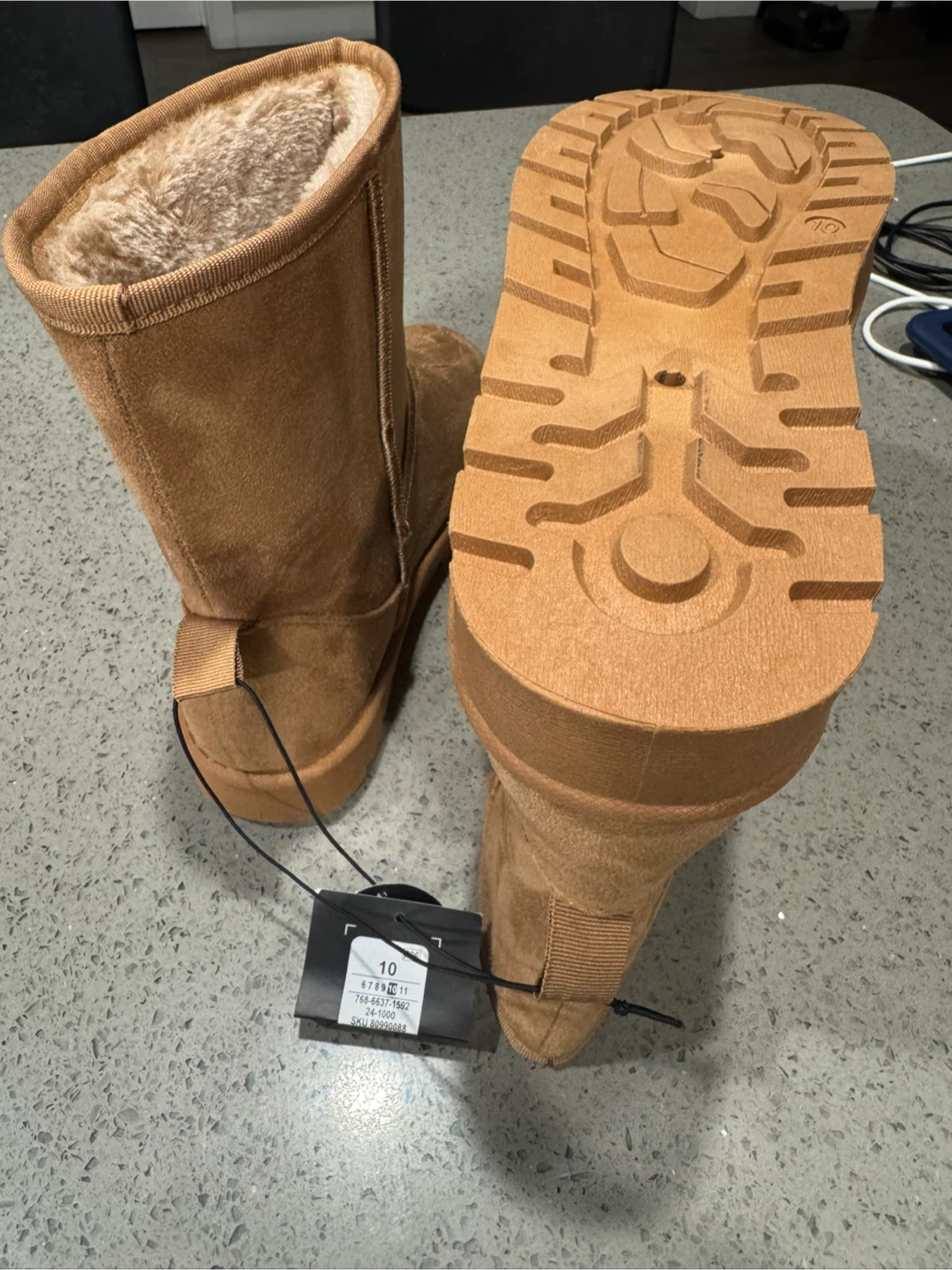 Tan Faux Suede Winter Boots Size 10 - photo 4