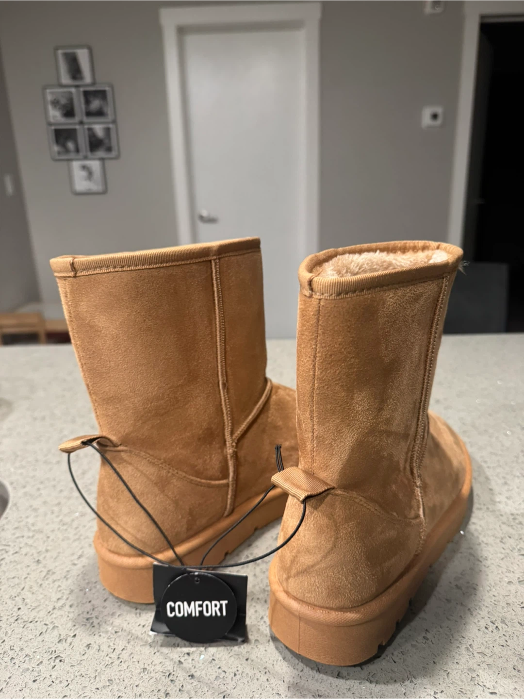 Tan Faux Suede Winter Boots Size 10 - photo 5