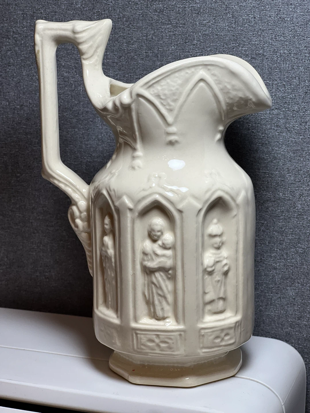 Antique Gothic Apostles Ceramic Pitcher Relief Jug