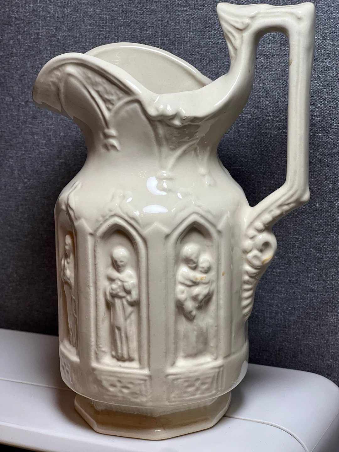 Antique Gothic Apostles Ceramic Pitcher Relief Jug - photo 3