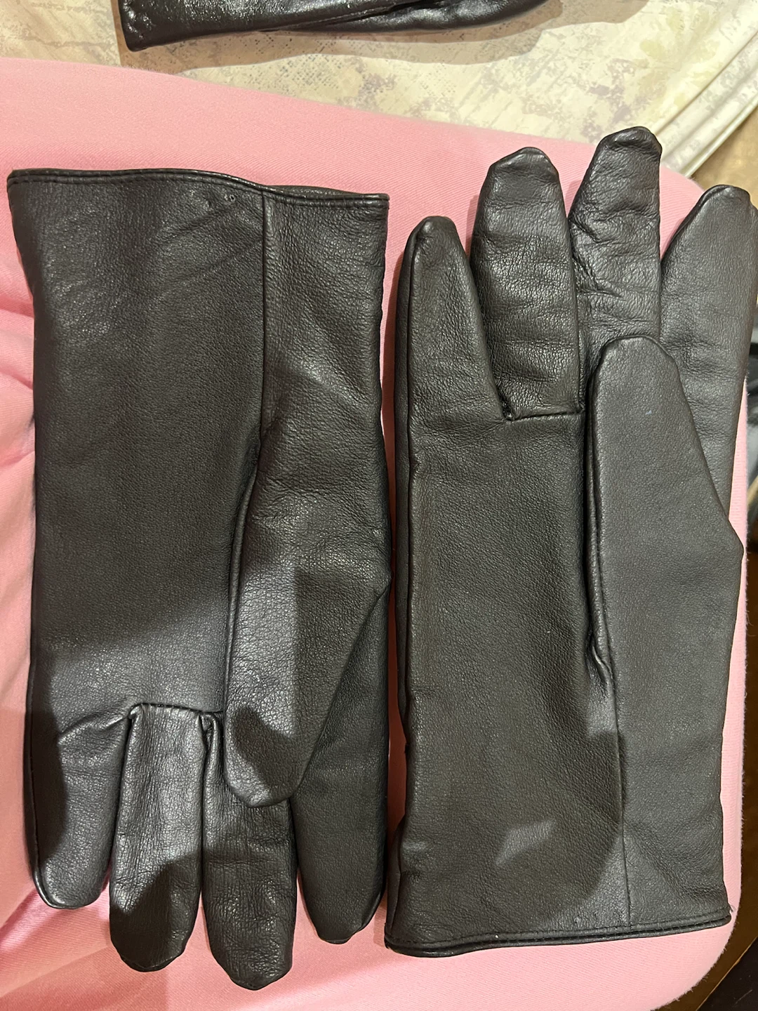 Black leather gloves size M - photo 3