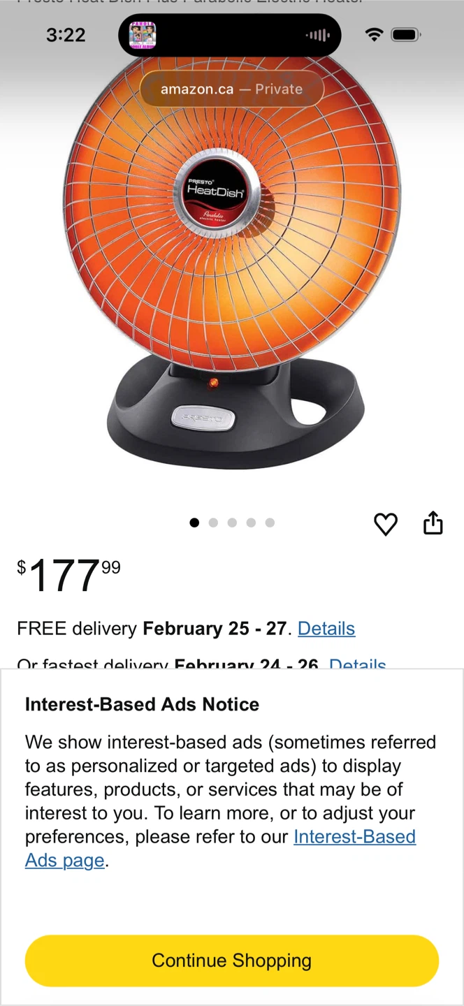 Presto HeatDish Parabolic Electric Heater - photo 2