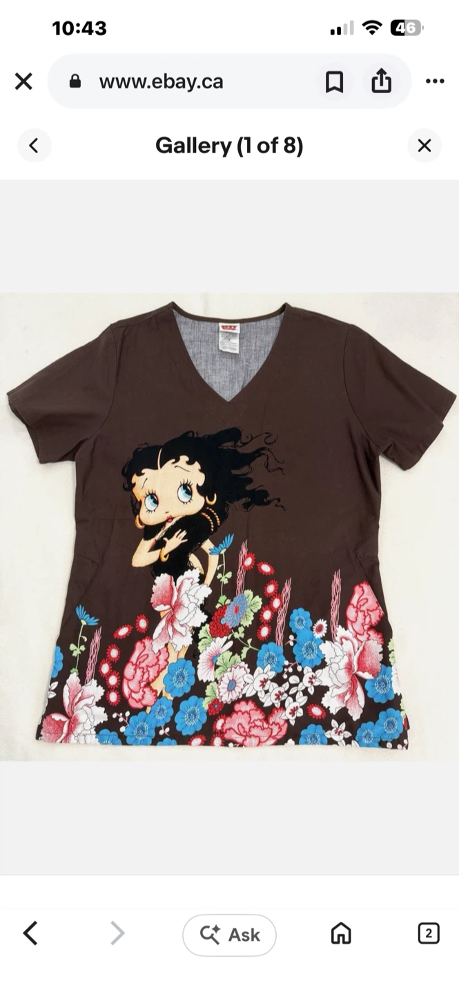 Betty Boop floral scrub top