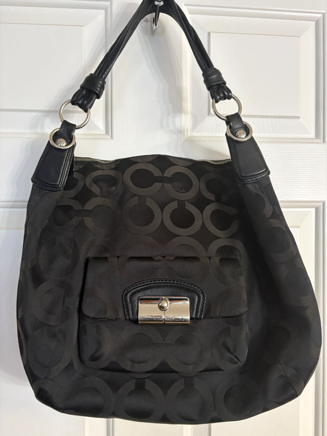 Coach Kristin Op Art Signature Sateen Hobo Bag
