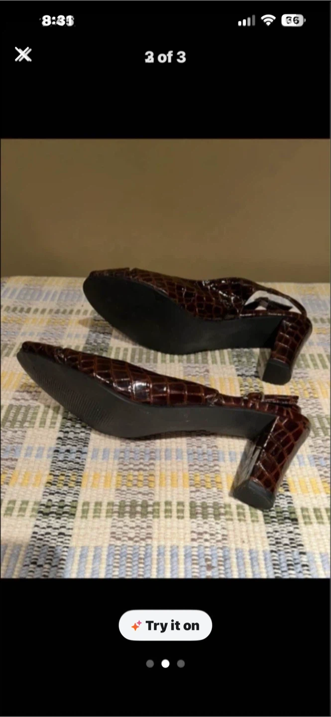 Casa Blanca Brown Crocodile Print Slingback Heels - photo 2