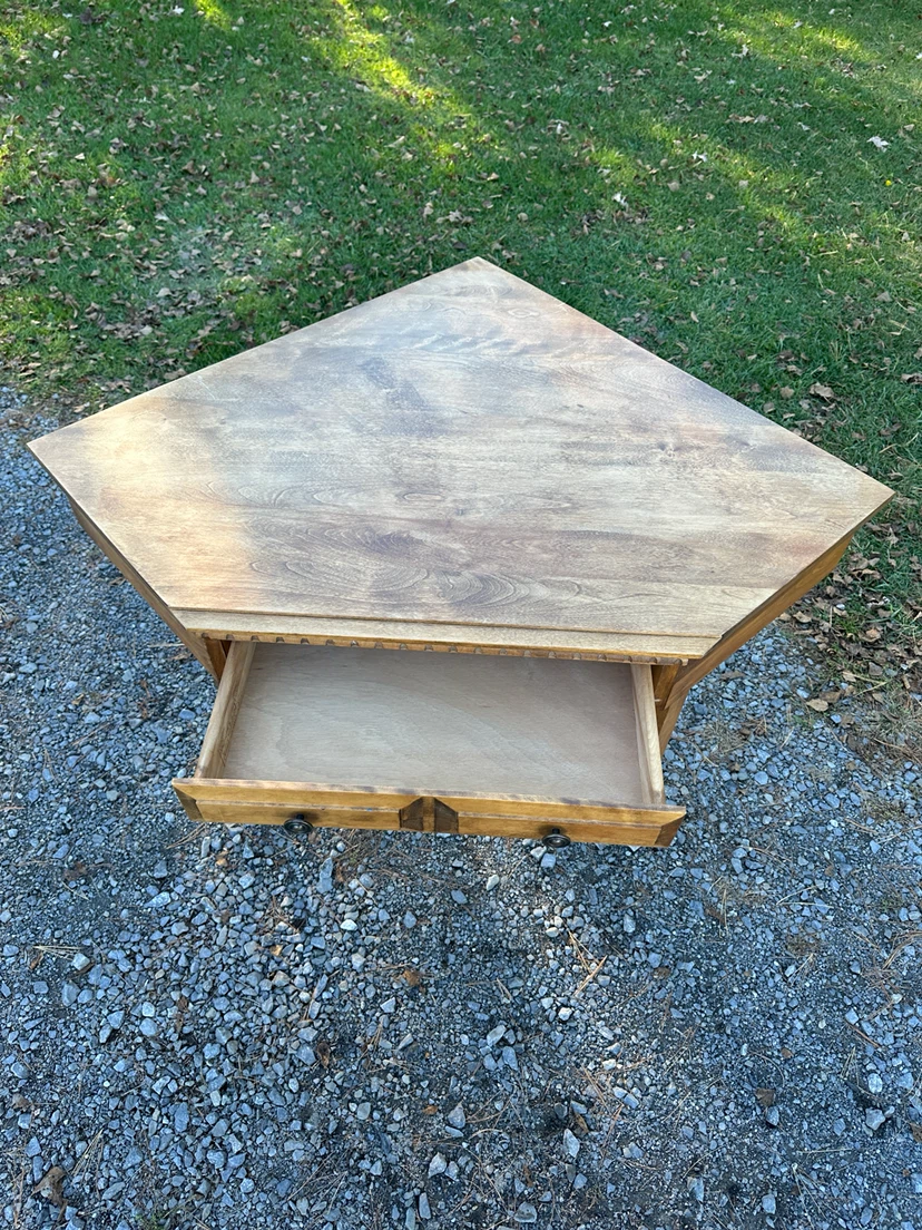 Vintage MCM Solid Birch Corner Writing Desk (CAN DELIVER) - photo 3