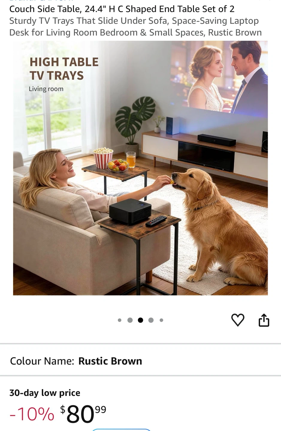 C Shaped End Table Set of 2