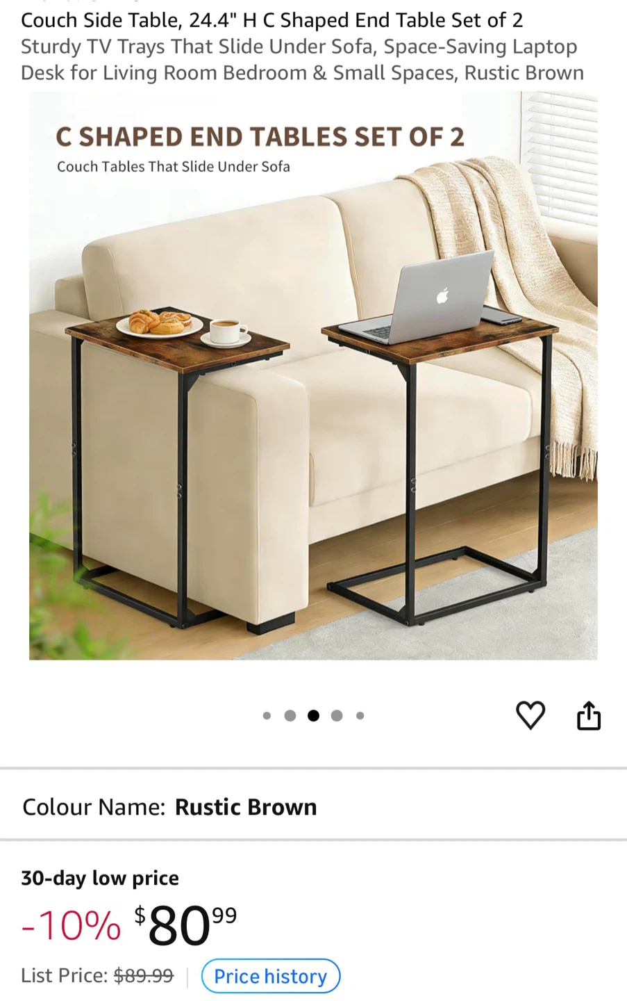 C Shaped End Table Set of 2 - photo 2