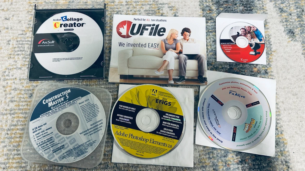 Vintage Computer Software CD Bundle – Adobe Photoshop, ArcSoft