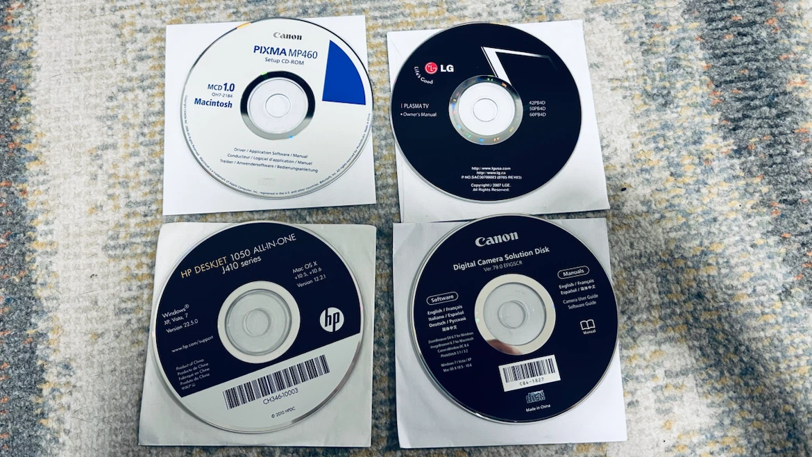 4 Vintage Software & Driver CDs – Canon, HP, LG