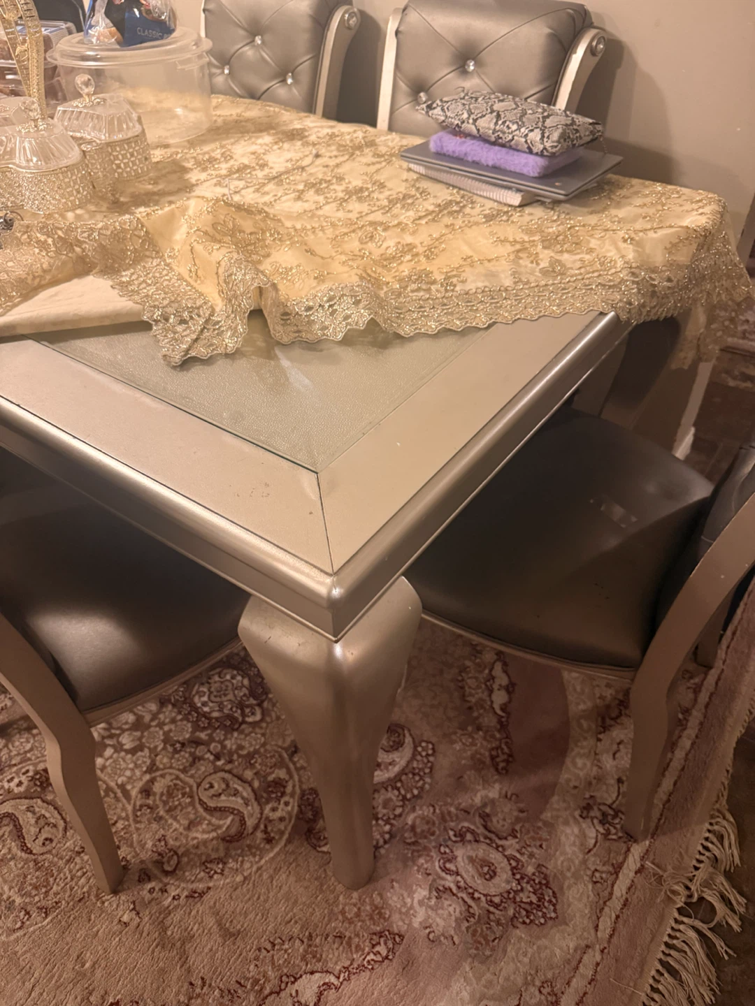 Silver Dining Table with 6 chairs - photo 3