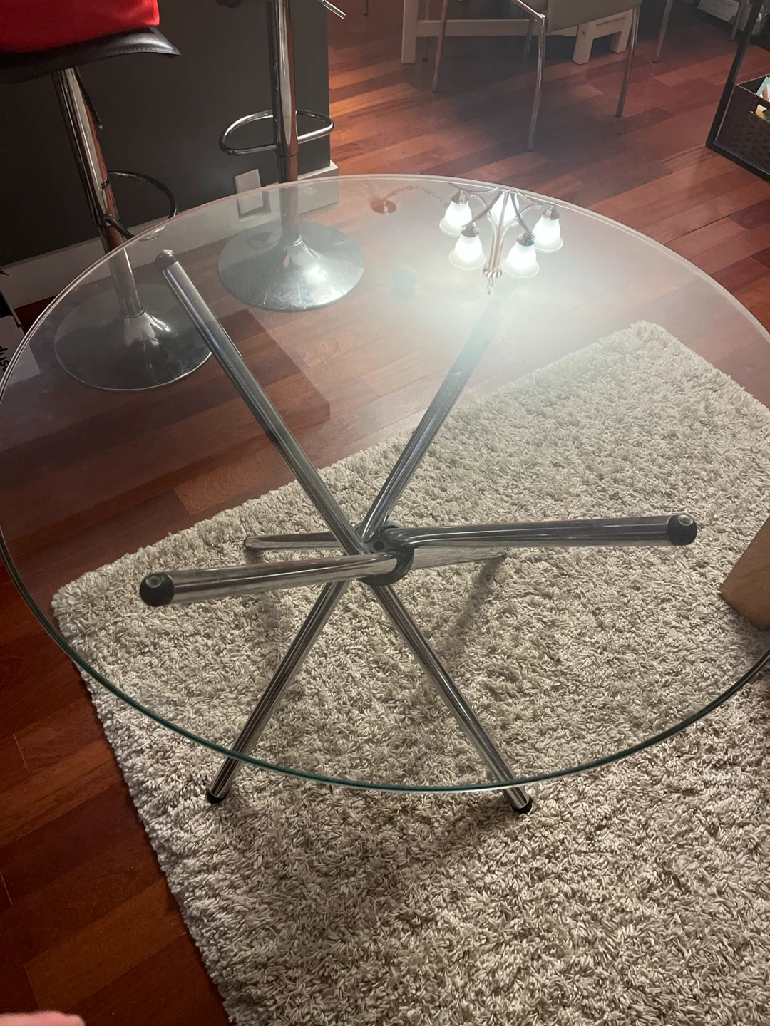 Round Glass Coffee Table with Chrome Base