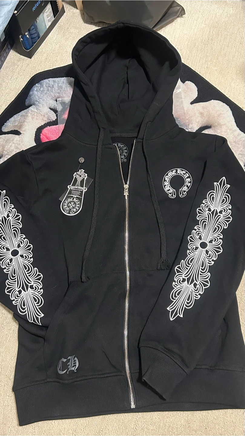 Black Chrome Hearts zip up jacket