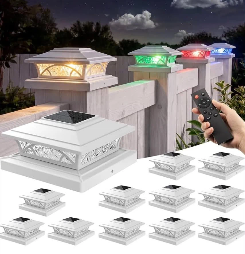 12 Pack Solar LED Fence Post Cap Lights with Remote