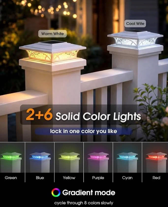 12 Pack Solar LED Fence Post Cap Lights with Remote - photo 2